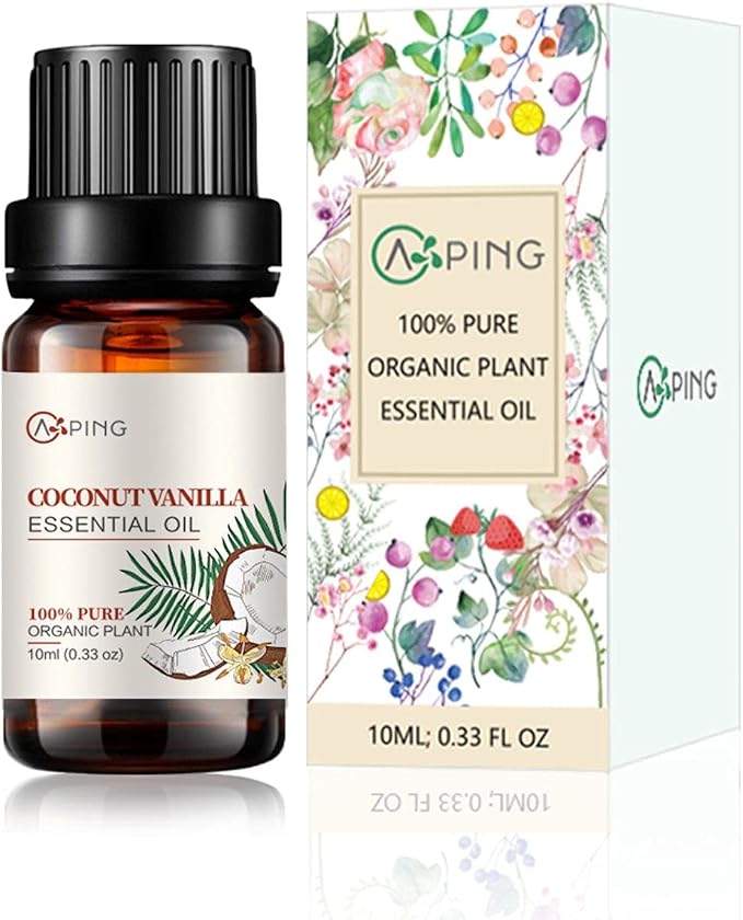 CoconutVanilla Essential Oil - 100% Pure Organic Natural Plant CoconutVanilla Oil for Diffuser, Aroma, Spa, Massage, Yoga, Perfume, 0.33oz