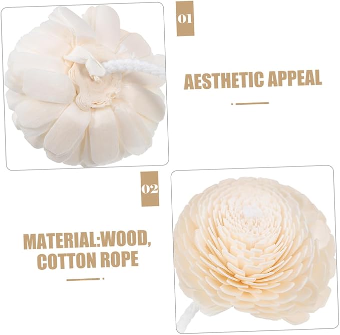 NOLITOY Diffuser Mixed Sola Flowers, Natural Material Cotton Reed Wood Flowers Decorative Refill Wood Diffuser with Rope