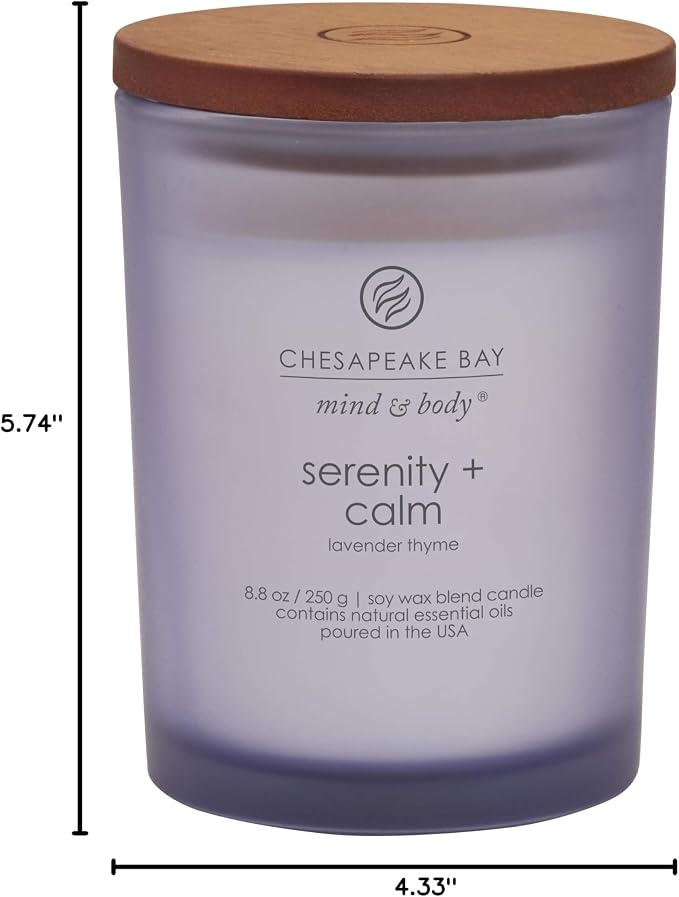 Chesapeake Bay Candle Scented Candles, Serenity + Calm (Lavender Thyme) & Peace + Tranquility (Cashmere Jasmine), Medium (2-Pack)