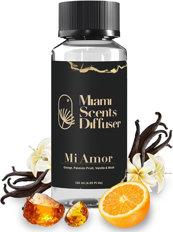 Mi Amor Sweet Essential Oil Refill Luxury Hotel Inspired, Long Lasting Aroma for Home & Office Diffuser, 120ml Fresh Blend of Orange, Passion Fruit, Vanilla, Musk - Scent for Spa Wellness Aromatherapy