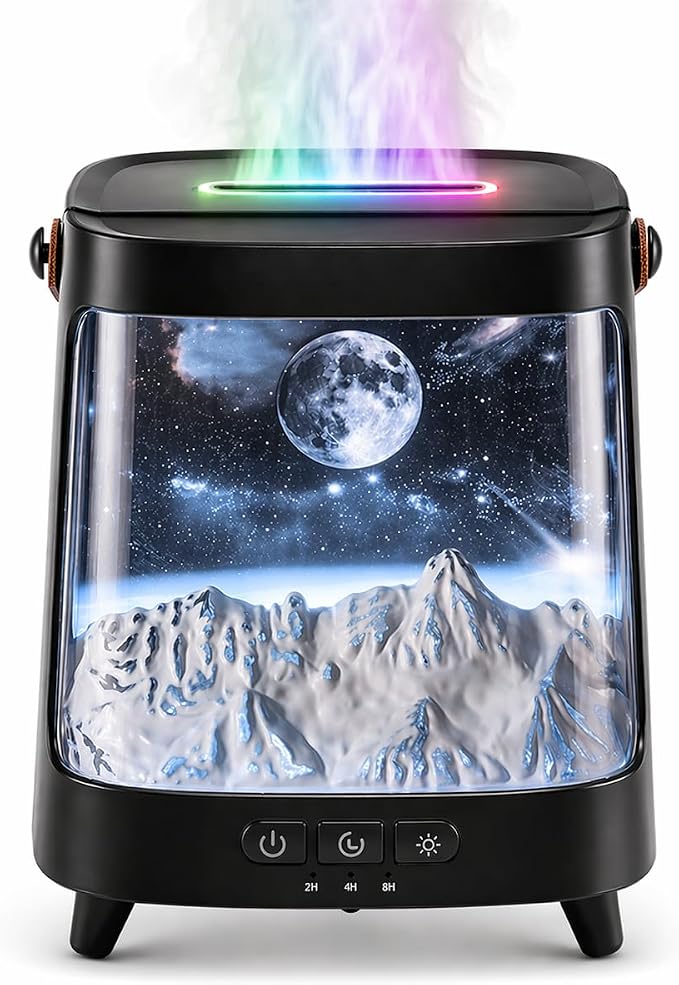 Starry Aroma Diffuser with Remote Control, 200ml Quiet Small Essential Oil Diffuser with 7 Color Soft Glow Night Light, 2 Mist Modes, 3 Timers, Auto Shut-Off, Home Relaxation Gift for Girls Women