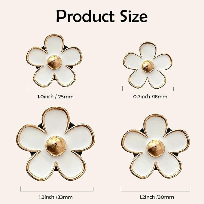 4Pcs Cute Daisy Flowers Car Air Freshener Vent Clips, 4 Sizes Sparkle White Flower Car Diffuser Clips, Refillable Girly Car Accessories for Women