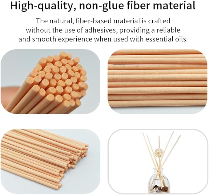 50PCS Natural Fiber Reed Diffuser Sticks 12 Inch Long 3mm Diameter Strong Absorption Refill Replacement Reeds for Diffuser Stick Essential Oil Scented Aroma Fragrance Rod for Home Office Spa