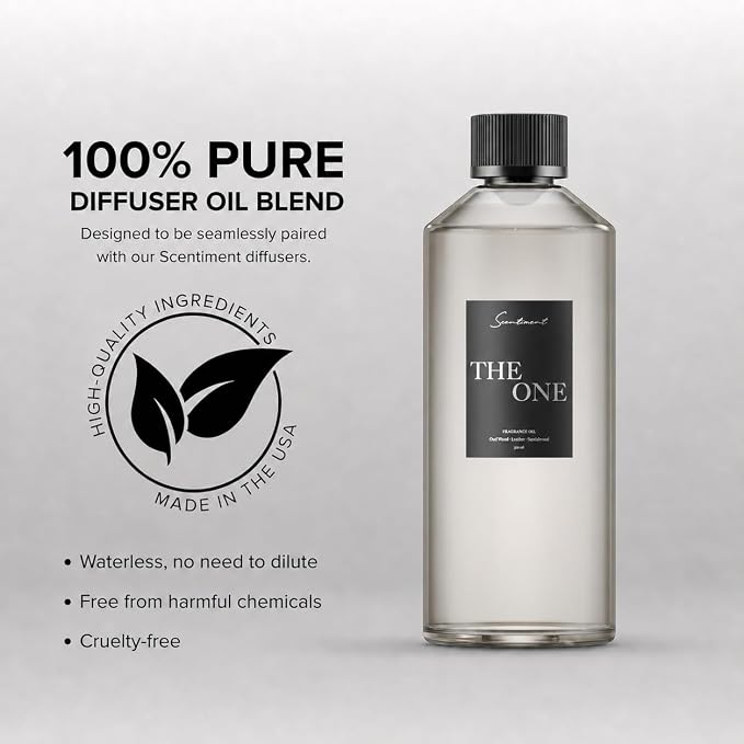 Scentiment The One Diffuser Oil - Premium Hotel Scent with Notes of Cardamom, Leather, Lemon with Cinnamon & Sandalwood Home Scent, Hotel Fragrance Oil Diffuser Refill - 16.91 fl oz (500 mL)