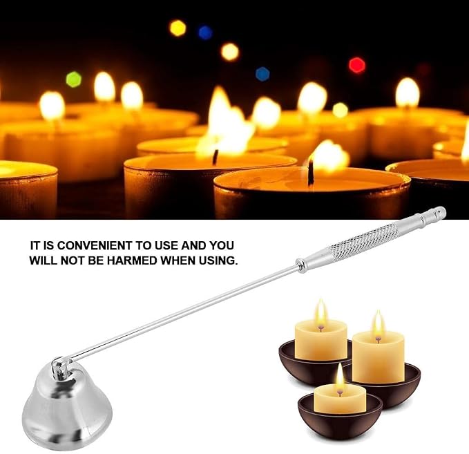 Yosoo Candle Snuffer, Candle Extinguisher Fashion Polished Stainless Steel Bell Shaped Candle Snuffer Long Handle Candle Cover Tool to Safely Extinguish Candle Snuffer Candle Accessories