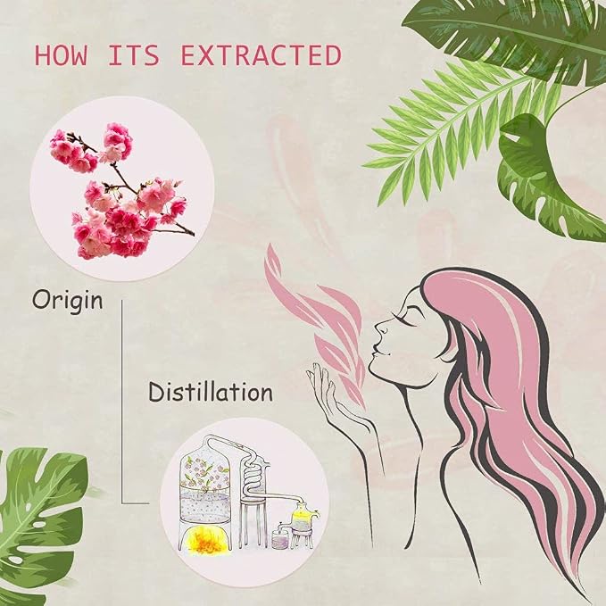 Cherry Blossom Essential Oil - 100% Pure Organic Natural Plant (Prunus serrulata) Cherry Blossom Oil for Diffuser, Aroma, Spa, Massage, Yoga, Perfume, 0.33oz