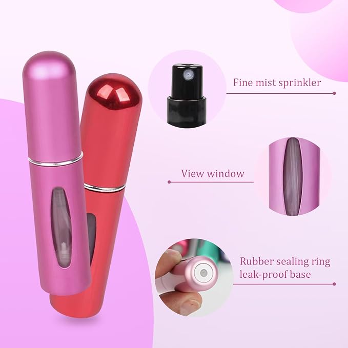 Travel Refillable Perfume Atomizer Bottles,5ml Mini Portable Spray Bottles for Travel Accessories,Multicolor Perfume Containers (12, 12 colors)