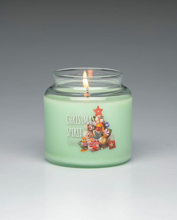 Scentsational Candles | Christmas Spirit (Sherwood Forest) Jar Candle | Luxury Scented Soy Jar Candle | Hand Poured in The USA | Highly Scented & Long Lasting | Small - 19 Oz.