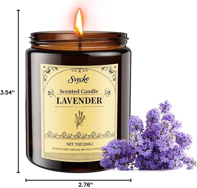 Lavender Scented Candles, 7oz Soy Wax Candle, Long Lasting Aromatherapy Jar Candle for Home, Scented Long Burning Candle Gift for Women and Men