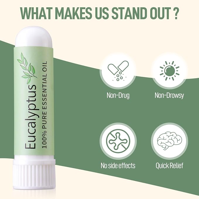 Hion Nausea Relief Inhaler-Eucalyptus, Natural Essential Oils Inhalers