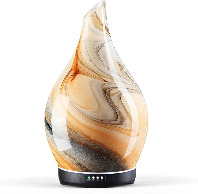 Porseme 280ml Essential Oil Diffuser Glass Color Changing Aroma Air Diffusers Aromatherapy Ultrasonic Cool Mist Humidifier 7 Running Hours Waterless Auto-Off for Sleeping, Yoga, Spa (Jupiter)