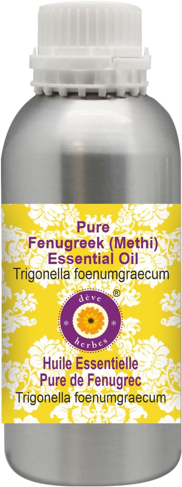 Deve Herbes Pure Fenugreek (Methi) Essential Oil (Trigonella foenumgraecum) Steam Distilled 630ml (21 oz)