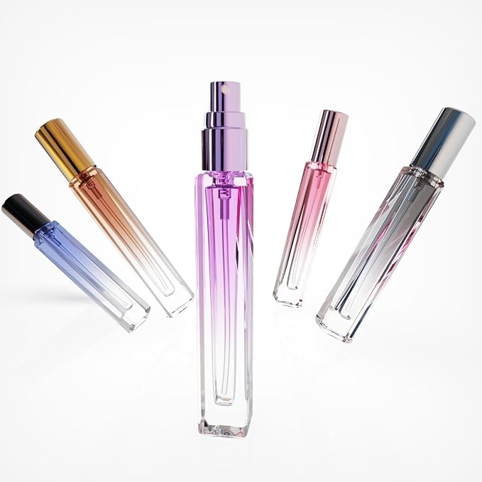 5PCS 10ml Glass Refillable Travel Perfume Atomizer Bottles,Mini Empty Cologne Spray Bottle,Pocket Size Sprayer Portable for Travel and Sample Container Toiletries Dispenser