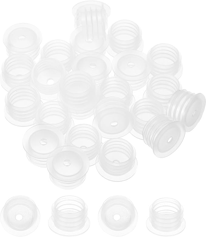 PATIKIL Bottle Adapter 0.59"/15mm Press in Plugs Clear 25Pcs, 0.12" Hole | for Oral Dispenser Liquid Oil Plastic Glass Bottles Stopper