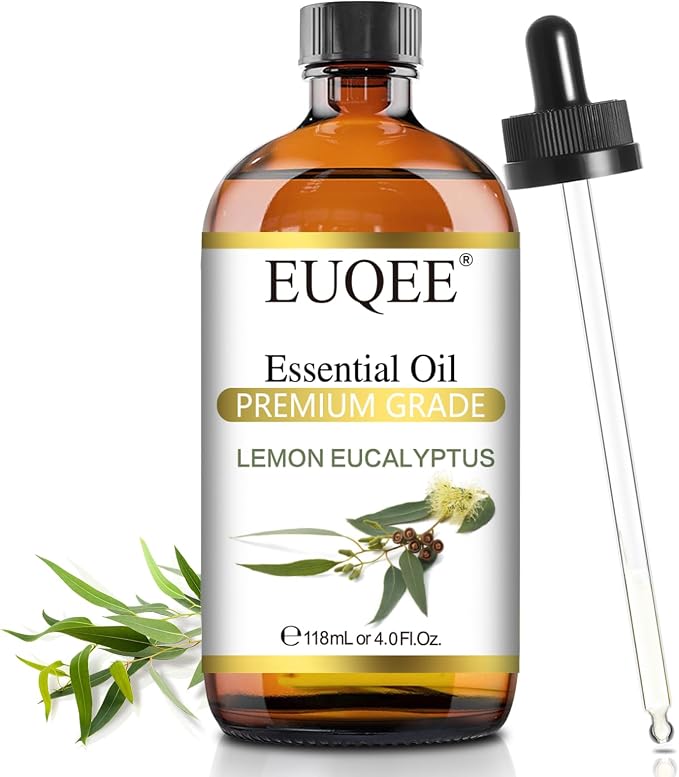 EUQEE Lemon Eucalyptus Essential Oil Pure Lemon Eucalyptus Oil, Large Capacity Essential Oil with Glass Dropper for Diffuser, Candle Making - 118ml / 4 Fl.Oz