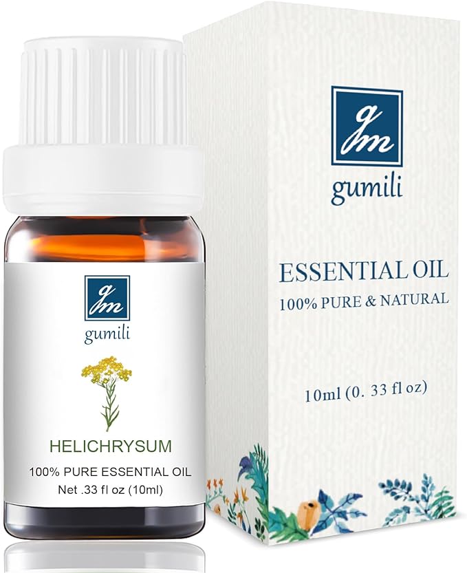 GM Gumili Helichrysum Essential Oil, 100% Pure Helichrysum Oil for Skin, Bruising, Body, Spray & DIY- 10ml