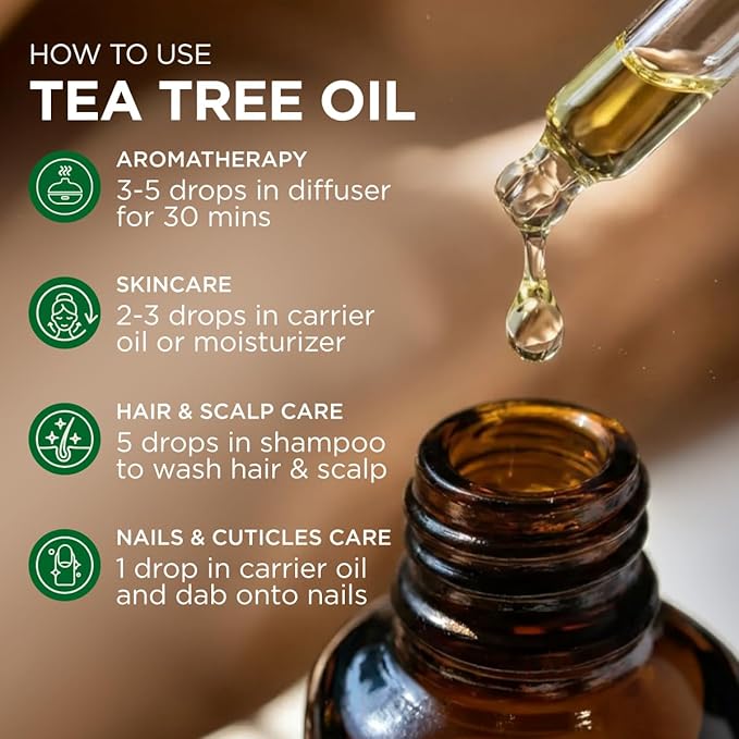 100% Pure Tea Tree Essential Oil - 4 Fl Oz - Tea Tree Oil for Hair, Skin, Diffuser, Aromatherapy & DIY Candle Making Scent