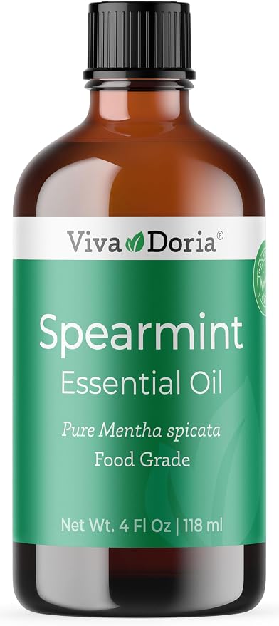 Viva Doria Spearmint Essential Oil, 100% Pure, Natural Spearmint Essential Oil, Spicata Type, Undiluted, for Aromatherapy | Food Grade, 118 mL (4 Fluid Ounce)