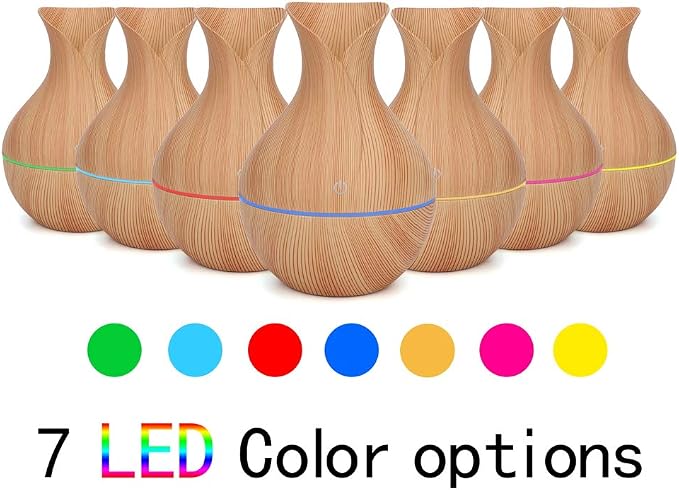 Ultrasonic Humidifier,Portable USB Mute Ultrasonic Diffuser Essential Oil Humidifier with 7 Colors LED Night Light for Home,Bedroom,Living(Light Wood Grain)