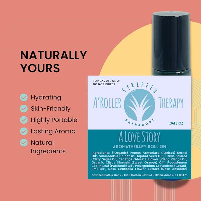 Stripped A LOVE STORY Essential Oil Roll On (12ml) | Couples, Massage, Self-Love Essential Oil Blend | All-Natural Aromatherapy for Romance and Passion