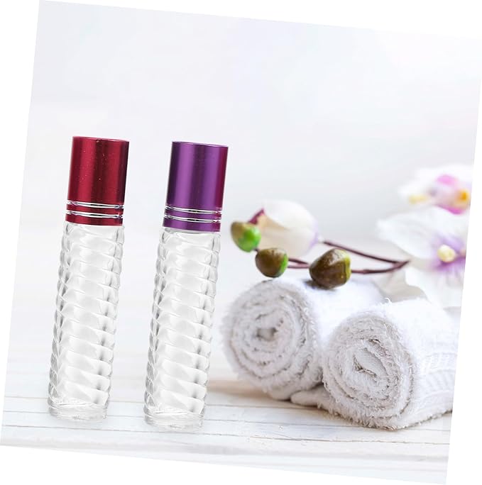 Housoutil 12pcs 5ml Glass Roll on Bottles Refillable Essential Oil Bottles with Caps Portable Mini Kit for Travel and Aromatherapy Use Random Color