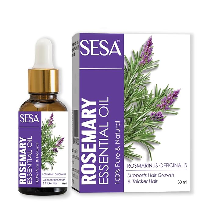 sesa Rosemary Essential Oil For Hair Growth Nourishes Skin Hair Fall Control | 100% Pure & Natural Rosemary Oil, 30 ml | Men and Women