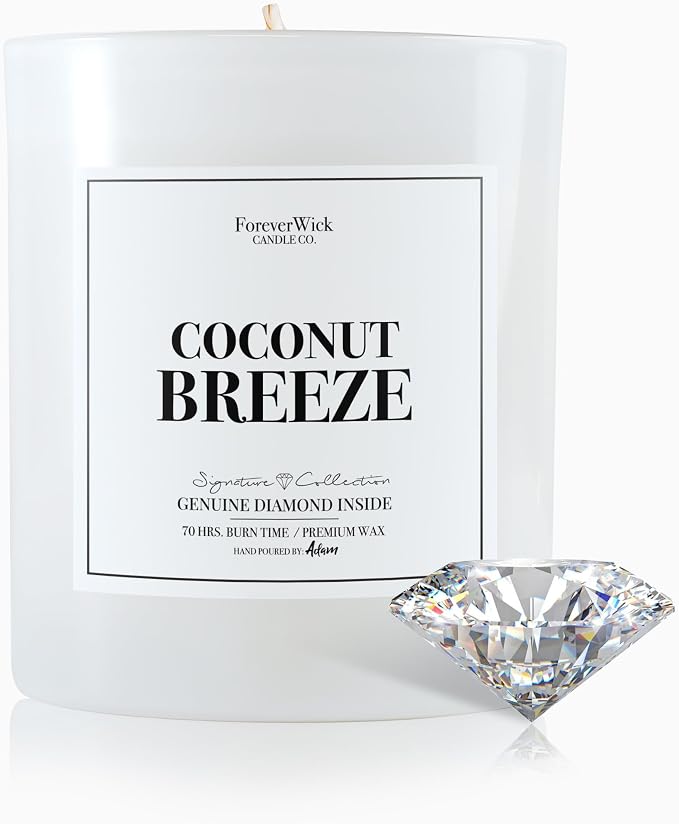 Foreverwick Coconut Breeze Candle | Gifts for Women | Valentines Gifts | Aromatherapy Candle for Bath, Destress & Clearance | Strong Scented Candles for Decor | 14 oz & 70 Hours Burning Time