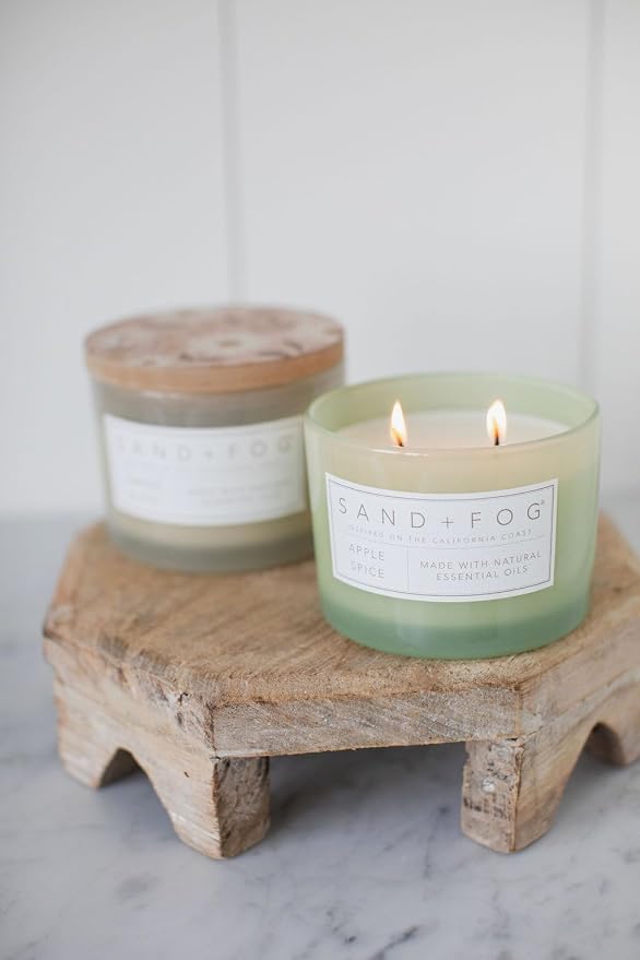 Sand + Fog Scented Candle - Apple Spice – Additional Scents and Sizes – 100% Cotton Lead-Free Wick - Luxury Air Freshening Jar Candles - Perfect Home Decor – 12oz