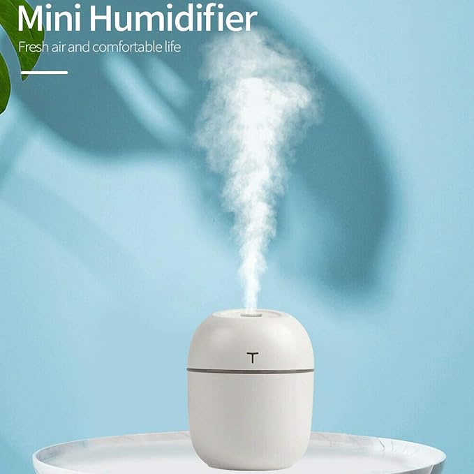 DC5V 220ml Aroma Diffuser Humidifier Essential Oil Diffuser with LED Night Light Portable USB Plug in Desktop Humidifier Office Home Car Use(White)