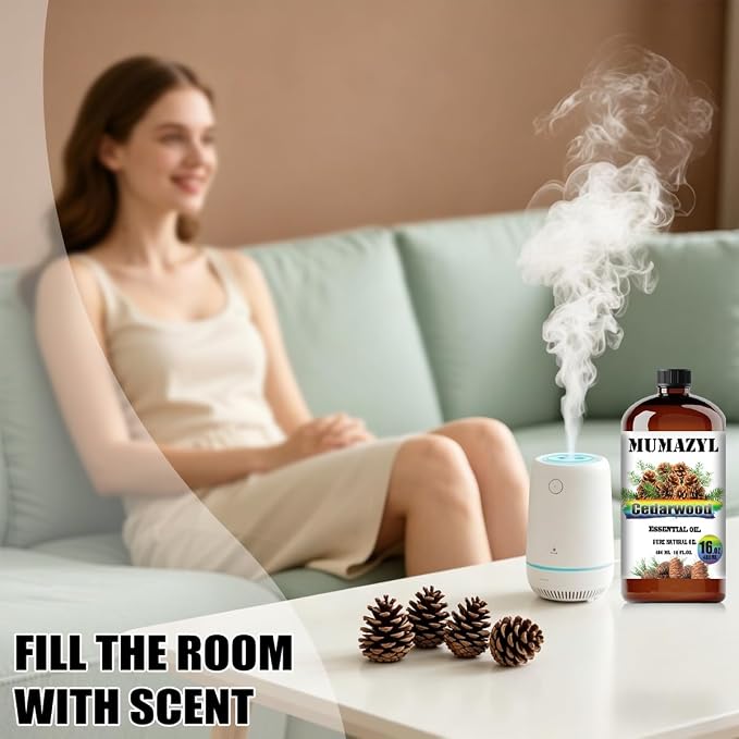 Cedarwood Essential Oil, Cedarwood Oil 16 Fl Oz 480ML for Diffuser Humidifier Yoga Cleaning DIY Candle Soap Making MUMAZYL Essential Oils