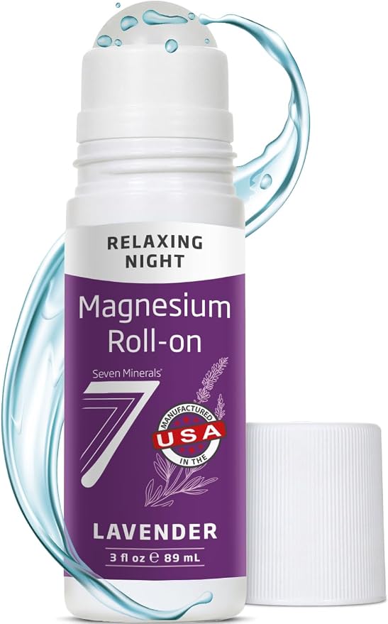 Seven Minerals Magnesium for Sleep Stick with Lavender - All Natural Sleep Blend For Deeper Sleep & Relaxation, Non Habit Forming - Mess-Free Topical Magnesium Roll On, USA Made, 3 Fl Oz
