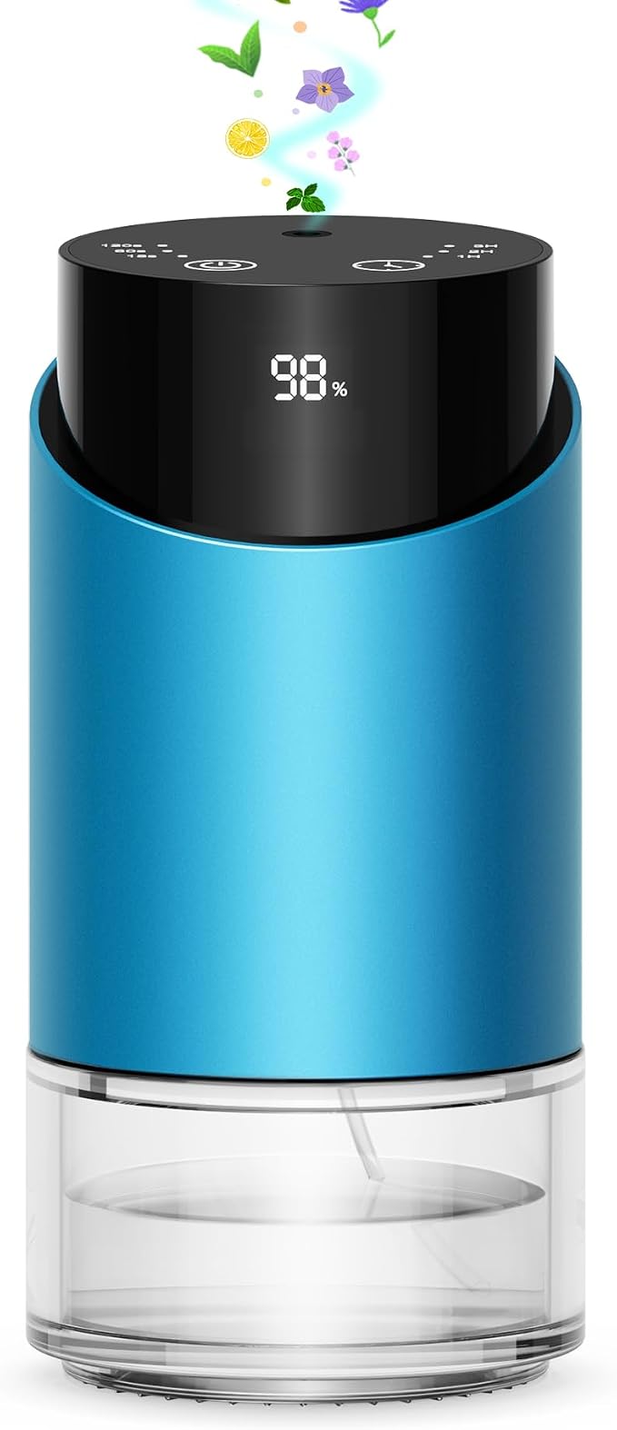Waterless Essential Oil Diffuser Aromatherapy Scent Diffusers for Home Large Room, Car, Office, Desk, Mini Battery Operated Cordless Air Freshener, 4 Timers & 3 Mist Levels, 100ml Capacity (Blue)