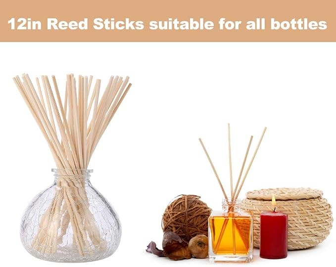 HOSSIAN 12 Inch Reed Diffuser Sticks,-Diffuser Sticks-Reed Diffuser- Reed Sticks Aroma Diffuser Sticks for Aroma Fragrance(60 PCS)