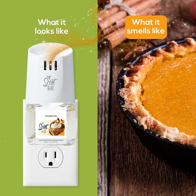 Scent Fill Pumpkin Pie Plug in Air Freshener, Scented Oil Refills, 2 Refills + Diffuser