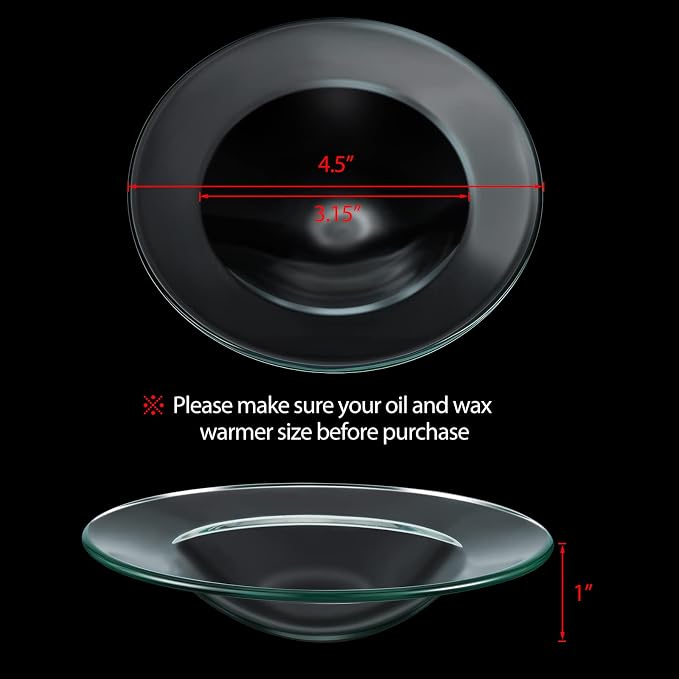 Patelai 4 Pcs 4.5 Inches Replacement Oil Warmer Dish Round Glass Dish Wax Melt Candle Warmer Bowl Plate Lid Tray for Aroma Lamp Electric Lamps Oil and Tart