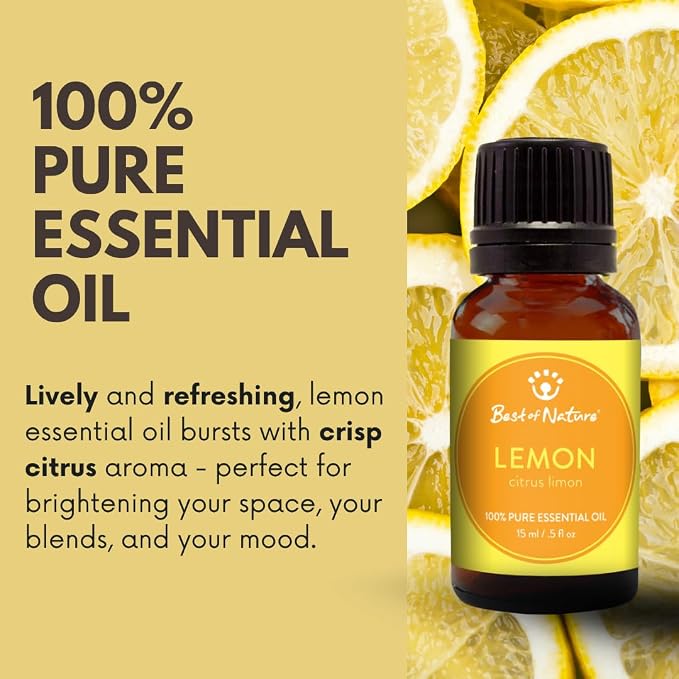 Lemon Essential Oil for Diffuser Aromatherapy – Best of Nature 100% Pure Undiluted Oils for DIY, Home Fragrance, and Topical Use