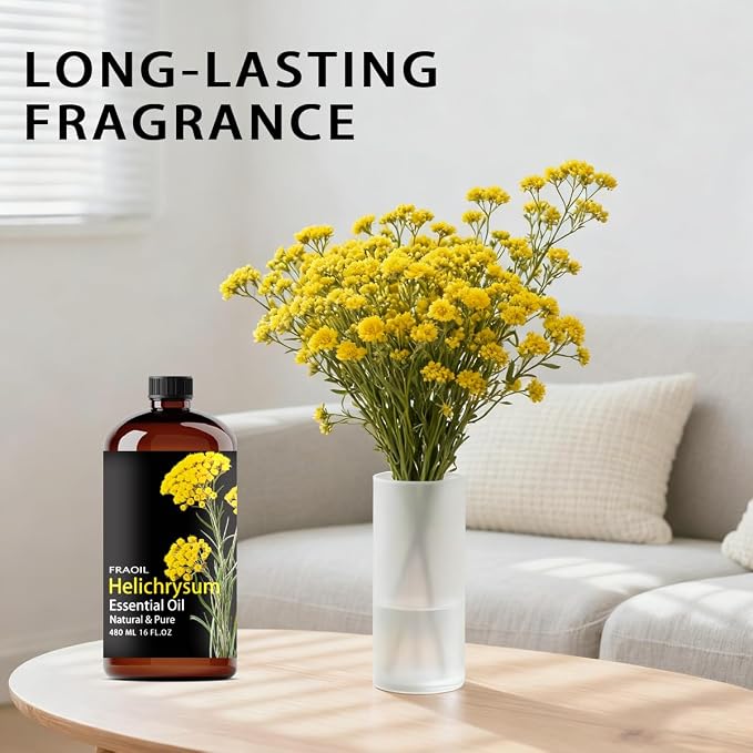 Helichrysum Essential Oil, Helichrysum Oil 16 Fl Oz 480 ML for Diffuser Humidifier Yoga Cleaning DIY Candle Soap Making Perfume Gift for Women Essential Oils FRAOIL (Helichrysum 16 Fl Oz (Pack of 1))