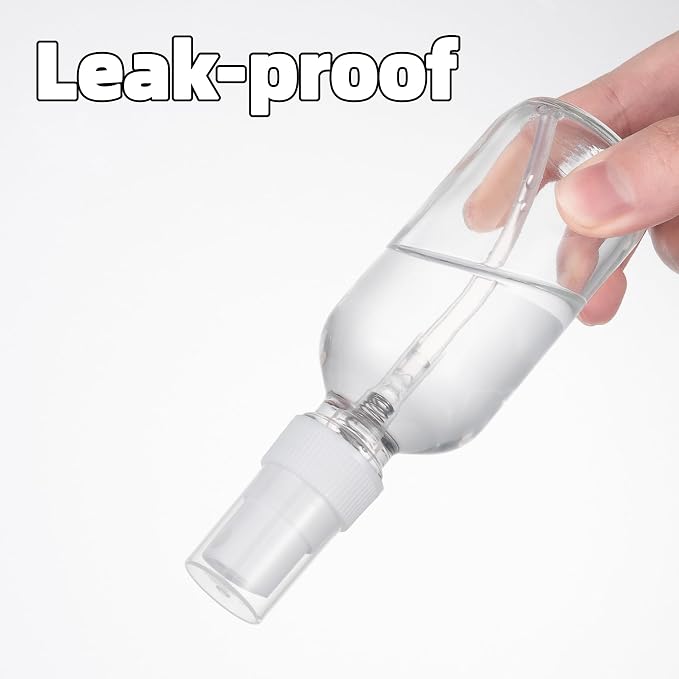4 Pack 2oz Clear Glass Spray Bottles, Fine Mist Refillable Atomizer for Essential Oils, Perfume, Hair, Face & Travel | Leak-Proof Mini Empty Spritzer Bottles with Labels, Funnel & Pipette (60ml)