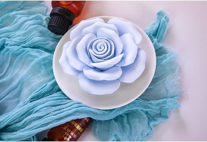 Essential Oil Passive Flower Diffuser -Non-Electric Porcelain Aromatherapy Diffusers for Small Mini Room, Desk Decorative, Bathroom (Blue Rose)