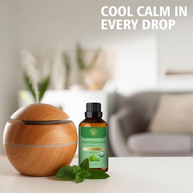 Peppermint Essential Oil | USDA Certified Organic Peppermint Oil | for Skin and Hair | Great Aroma for Diffuser and Aromatherapy | 30 ML