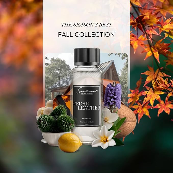 Scentiment Diffuser Oil – Cedar Leather | Warm Woody Fragrance with Notes of Leather, Cedarwood, Amber & Soft Vanilla | for Cold Air Diffusers - 0.68 fl oz (20 mL)