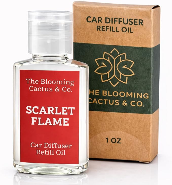 Car Diffuser Oil Refill 1 oz – Essential Oil Car Air Freshener Refill for Hanging Car Diffuser, Long Lasting Fragrance Oil, Phthalate Free, Multiple Scents. (Scarlet Flame)