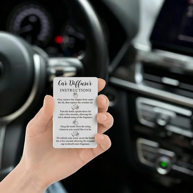 240Pcs Car diffuser instruction cards Care car hanging diffuser card Car diffuser accessories for Car Oil Diffuser Bottles Package Bag Supplies 3.54 x 2.12inch White