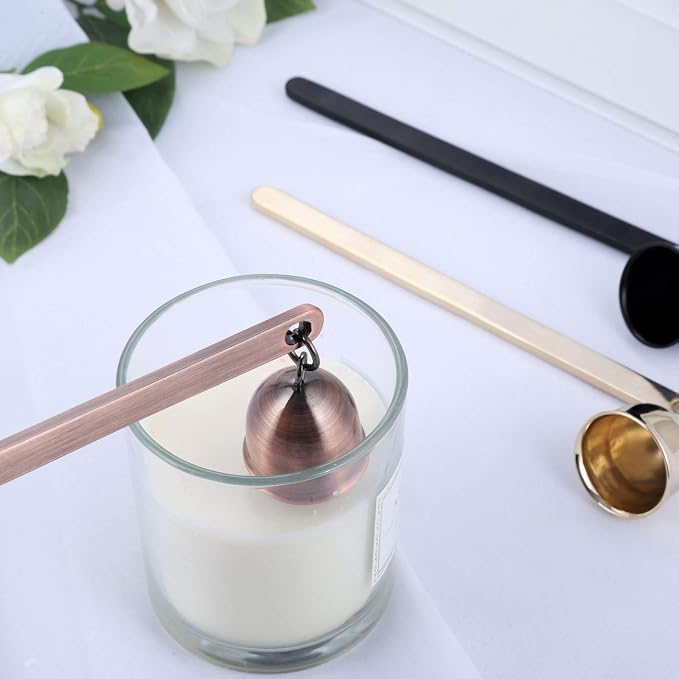 MUXSAM 4-in-1 Candle Accessory Set, Wick Trimmer, Candle Snuffer, Dipper, Storage Tray Plate, Care Tools for Candle Lovers (Black)