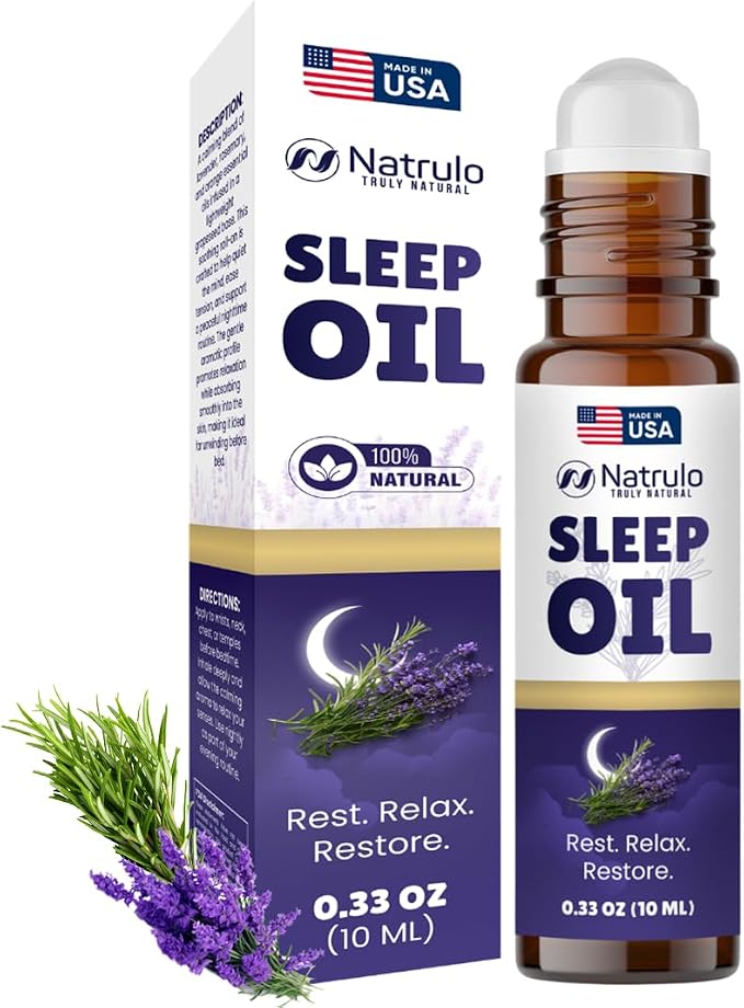 Sleep Oil Roll On – Lavender Essential Oil Roll On for Relaxation & Calm, Aromatherapy Essential Oil Roller for Night Routine – Natural Sleep Blend with Rosemary & Orange – Travel Friendly Made in USA