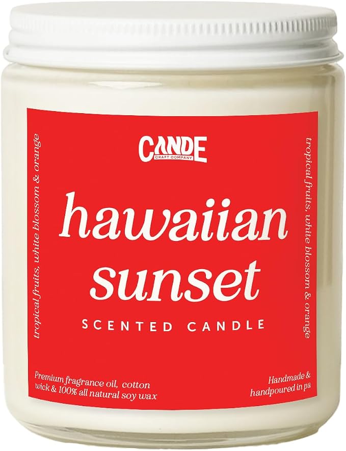 CE CRAFT Scented Soy Wax Candle for Home, Luxury Scented Soy Jar Candle, Hand Poured in The USA, Highly Scented & Long Lasting for Home, Mom, Women, Birthday Gift (Hawaiian Sunset)