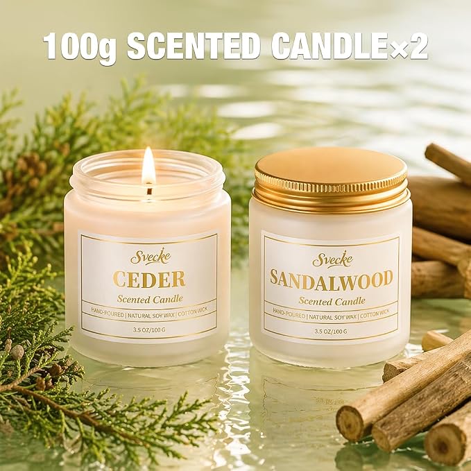 Scented Candles Set, 7 oz 2 Pack Soy Wax Jar Candles, Home Aromatherapy Candle Gift Set for Women Men, Candle Gifts for Birthday Housewarming New Home