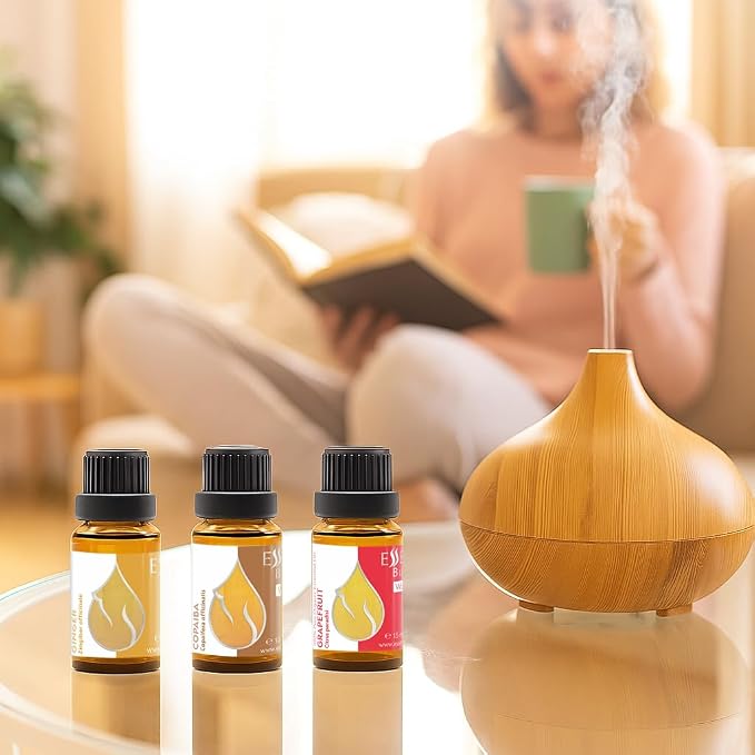Set Fresh Harmony Organic Essential Oils |1 Fl Oz | Grapefruit (15ml) + Ginger (5ml) + Copaiba (10ml) | 100% Pure and Natural | Undiluted | Non-GMO | 3 pcs