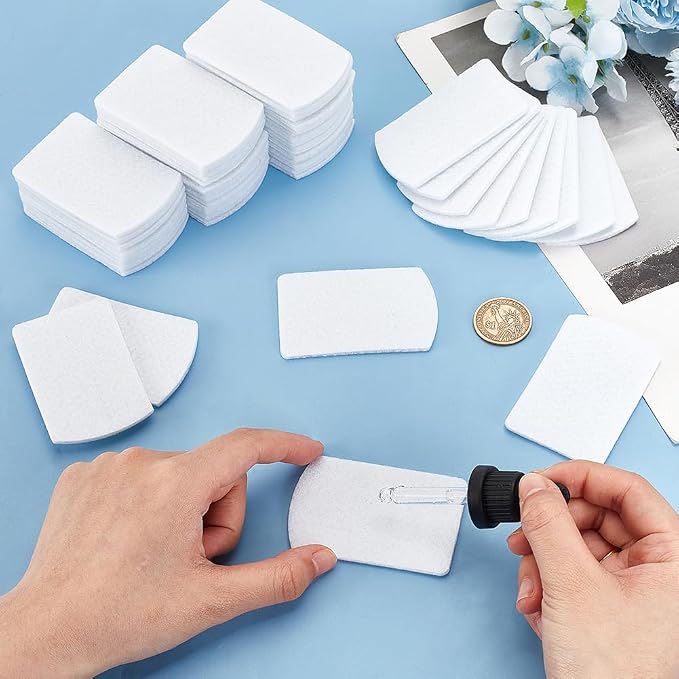 PH PandaHall 50pcs Unscented Refill Pad Aroma Pads 7x4.5cm/ 2.8x1.8" Essential Oil Diffuser Pad Rectangle Replacement Perfume Pads for Humidifier Air Purifier Locket Scent Ball Plug-in Diffuser