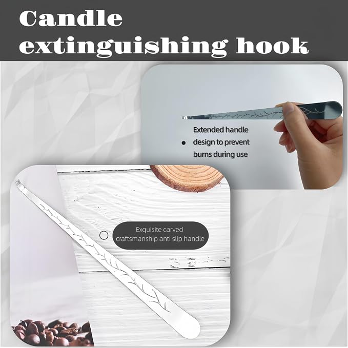 Silver Candle Care Set, Professional 2-in-1 Wick Trimmer and Snuffer, 7.09-Inch Copper-Nickel Plated Tool with Anti-Slip Handle, Extended Safety Grip Design